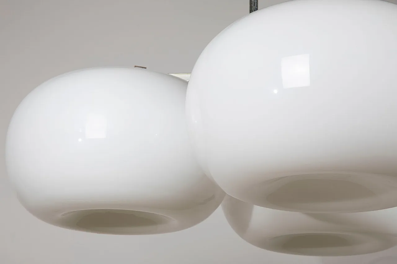 Mid-Century Modern three-light opaline glass pendant light, 1970s 9