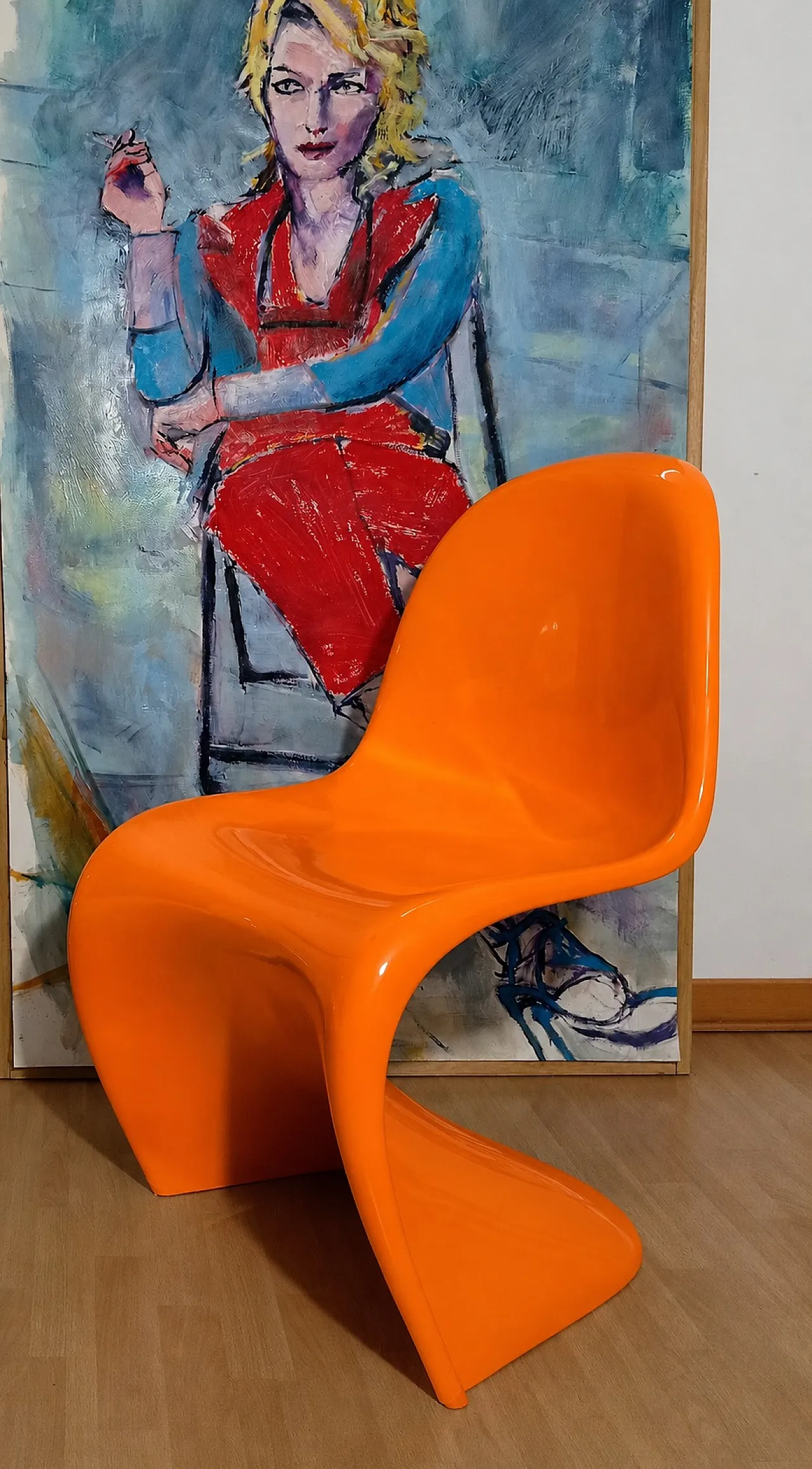 Pair of Verner Panton Chairs by Vitra in Glossy Orange Resin, 90s 7