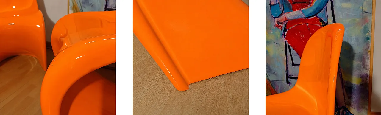 Pair of Verner Panton Chairs by Vitra in Glossy Orange Resin, 90s 18