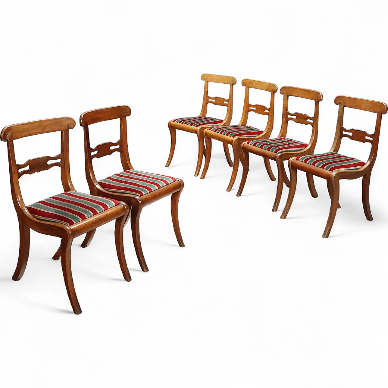 6 Walnut chairs, 19th century 10