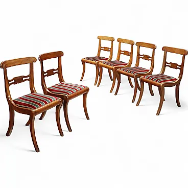 6 Walnut chairs, 19th century