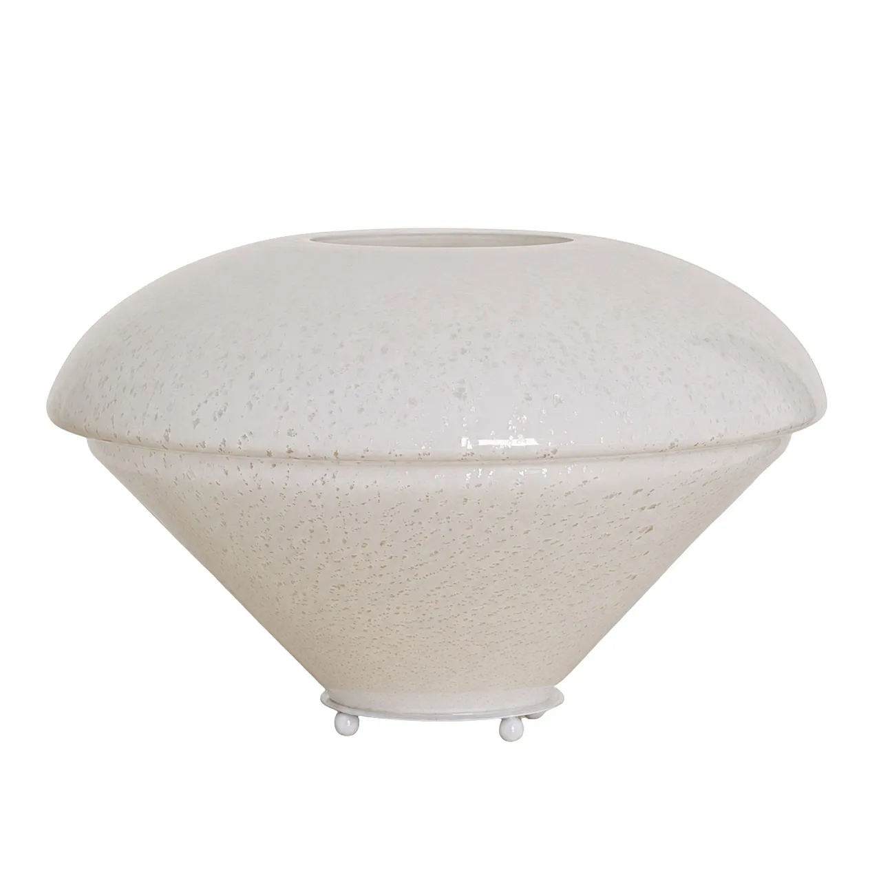Lampada anni ’70 in vetro di Murano bianco e foglia d’argento 1