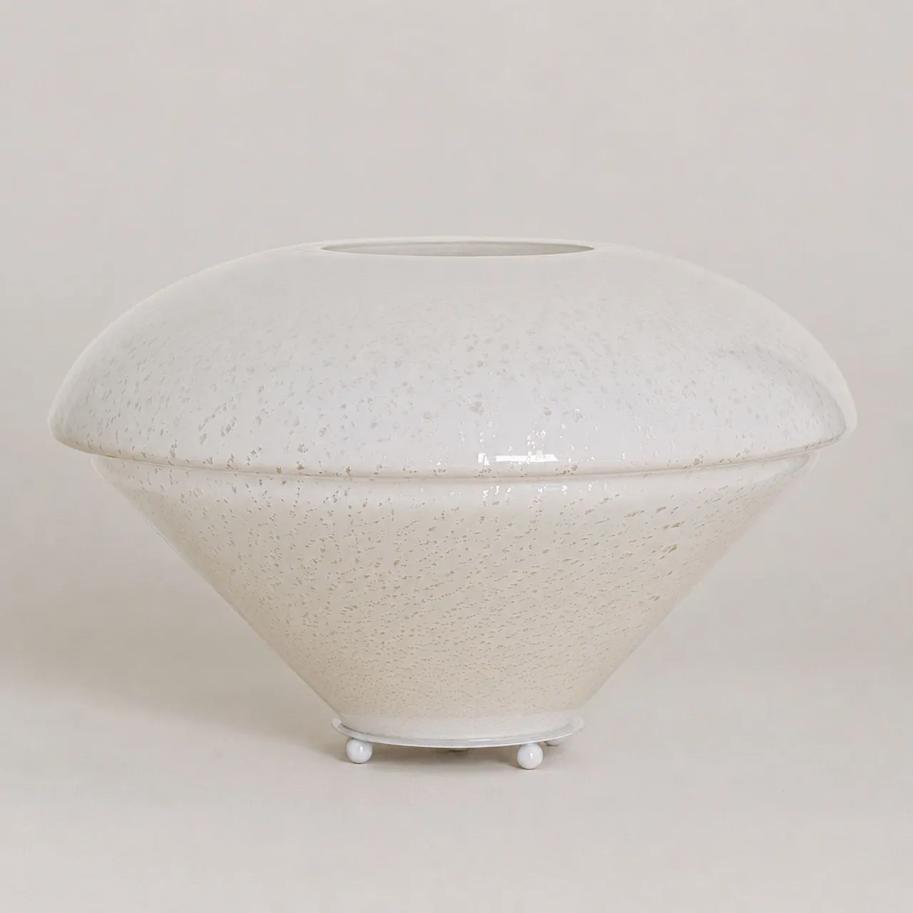Lampada anni ’70 in vetro di Murano bianco e foglia d’argento 2