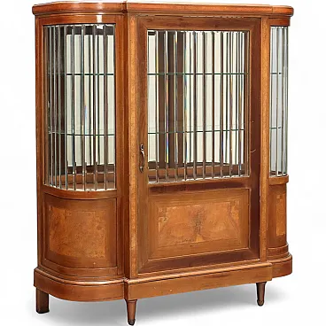 Showcase veneered in mahogany and walnut, 20th century