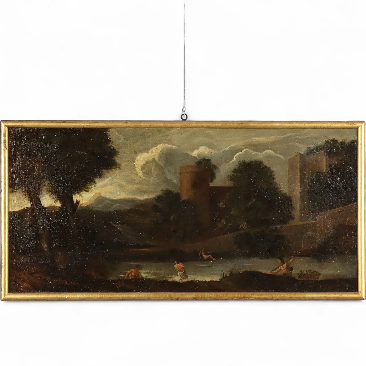 Landscape with Buildings and Bathers, oil on canvas, 18th century 11
