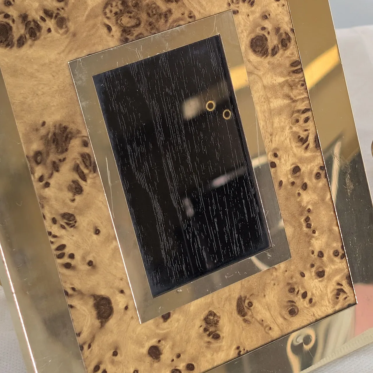 Pair of Willy Rizzo style briar and brass photo frames, 1970s 7