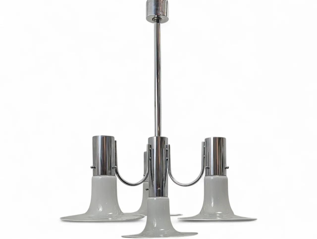 Chromed steel chandelier, 4 lights, 1970s 12