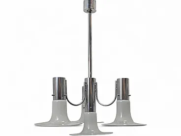 Chromed steel chandelier, 4 lights, 1970s