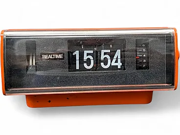 Vintage Realtime Flip Clock Alarm Clock Model 7150 Orange 1970s