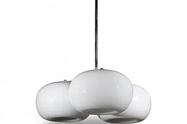 Mid-Century Modern three-light opaline glass pendant light, 1970s