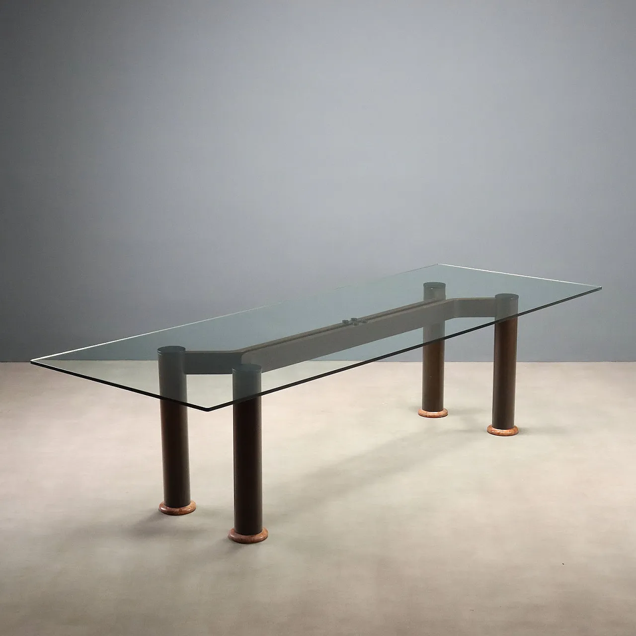 Table in metal and glass, 1980s 1