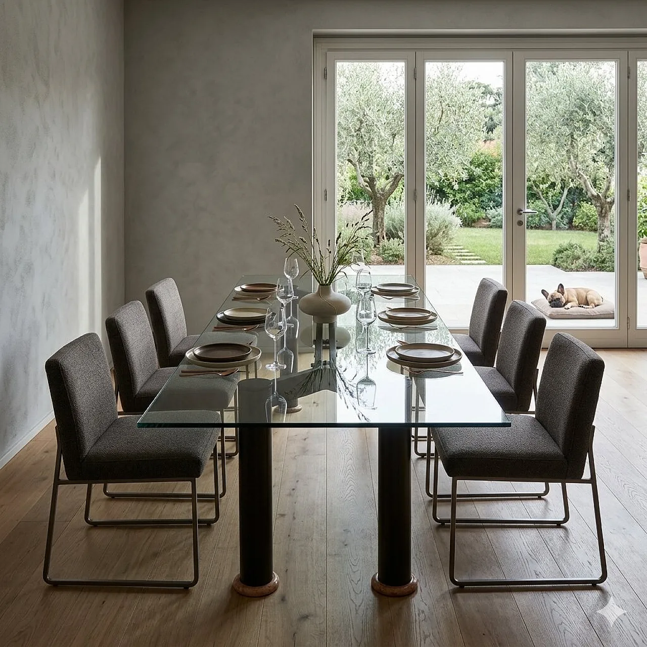 Table in metal and glass, 1980s 2