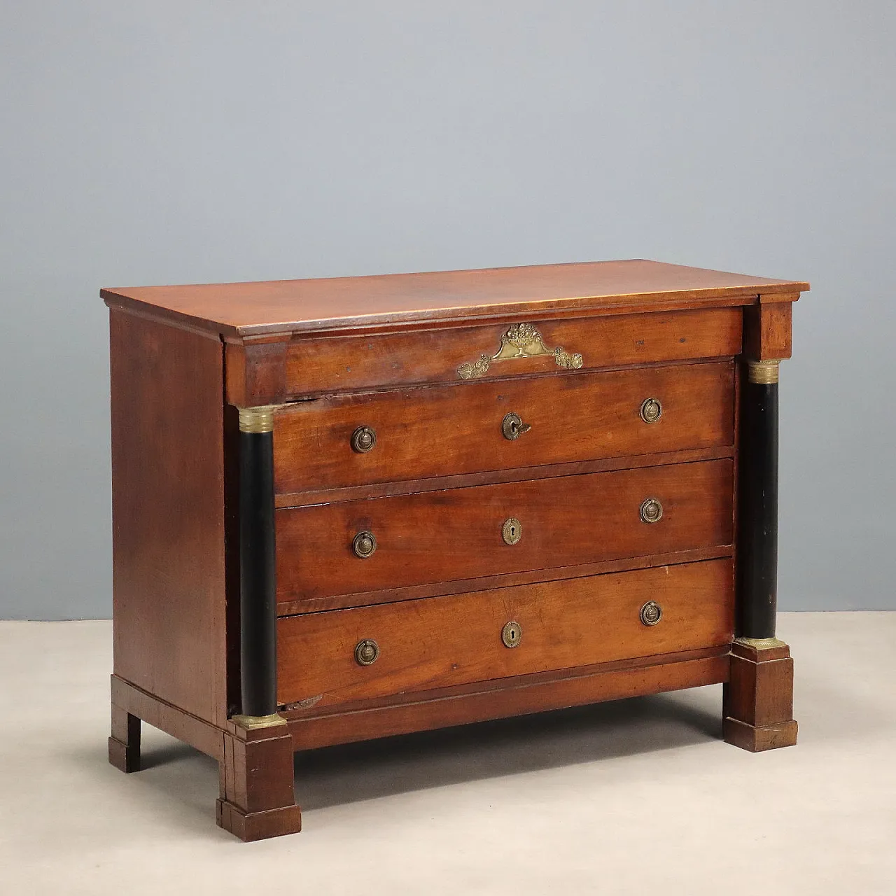 Empire chest of drawers in walnut, 19th century 1