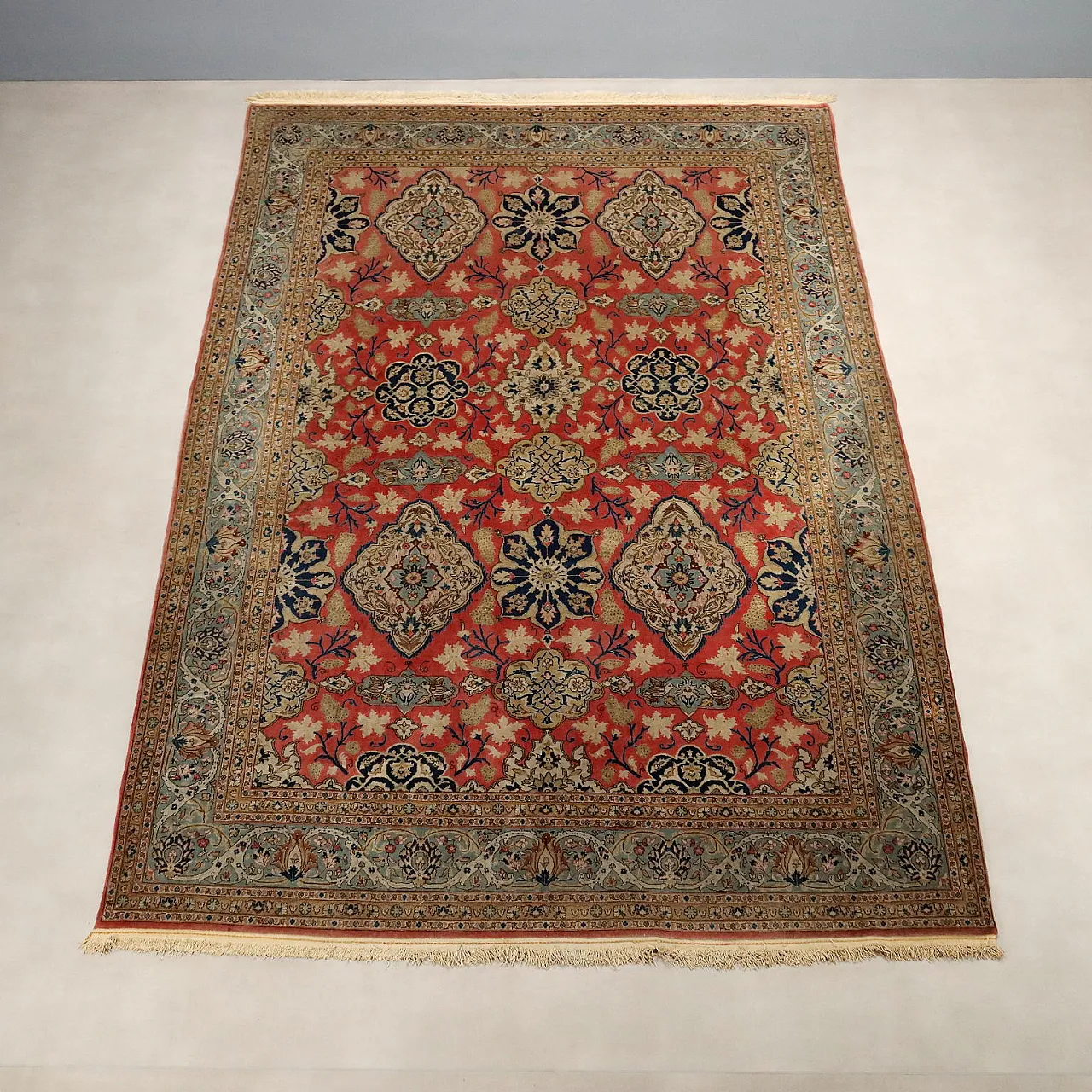 Kum rug in cotton and wool, 20th century 3