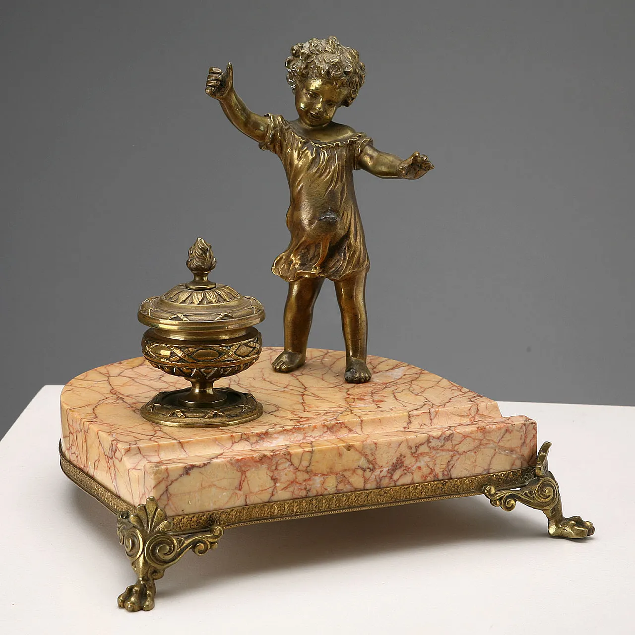 Marble and bronze inkwell, 20th century 1
