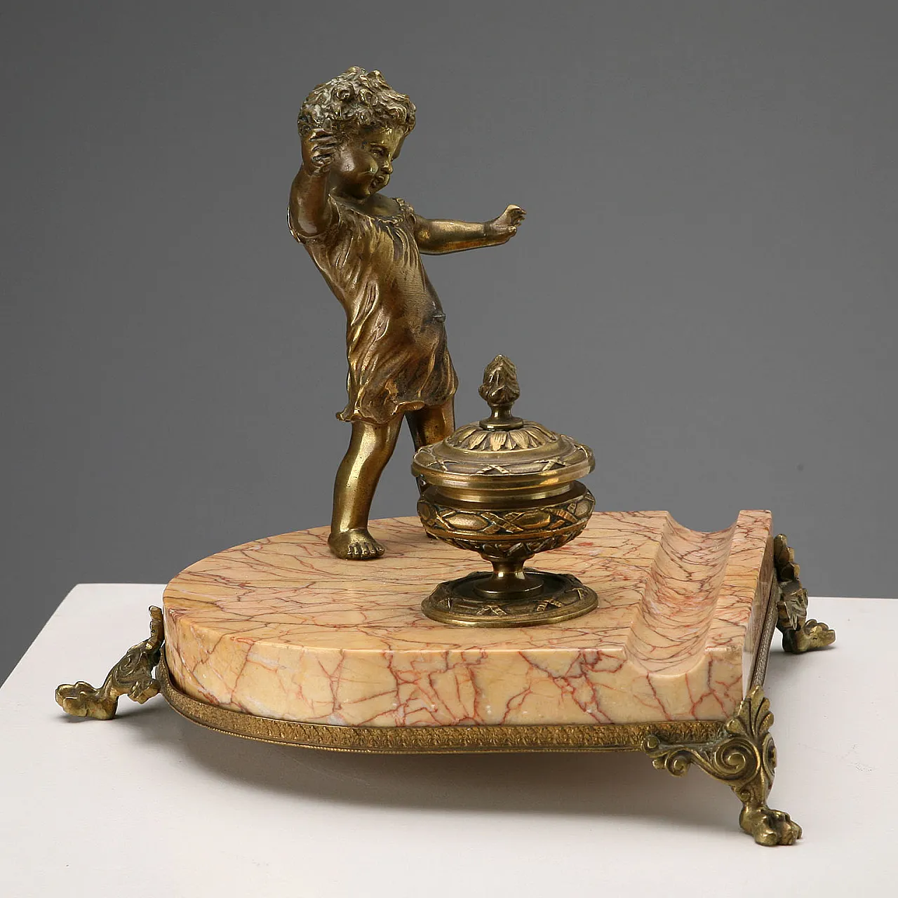 Marble and bronze inkwell, 20th century 3