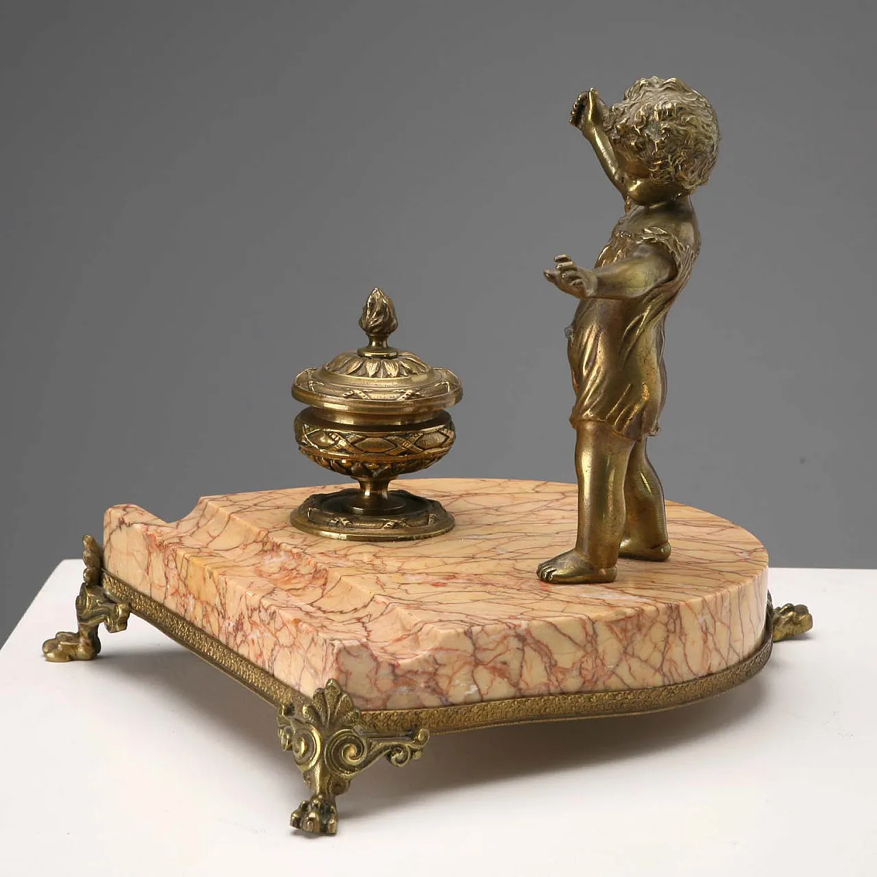 Marble and bronze inkwell, 20th century 4