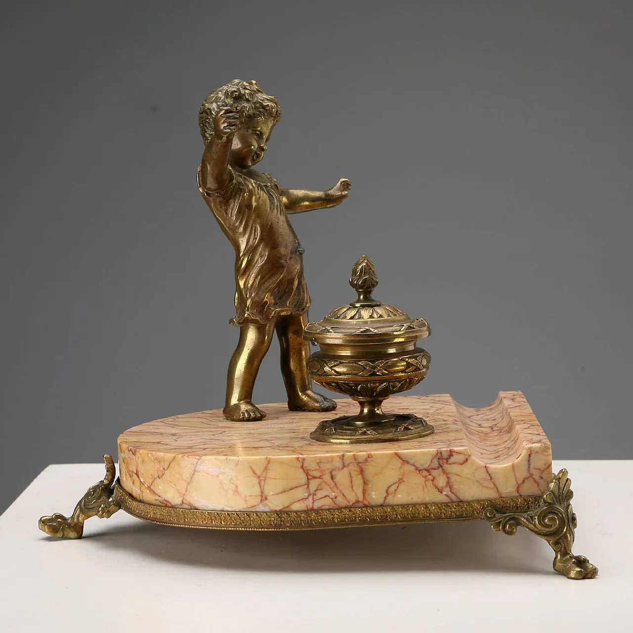 Marble and bronze inkwell, 20th century 6