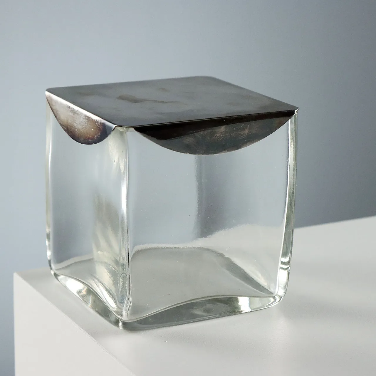 Sabattini Lino glass and metal box, 20th century 1