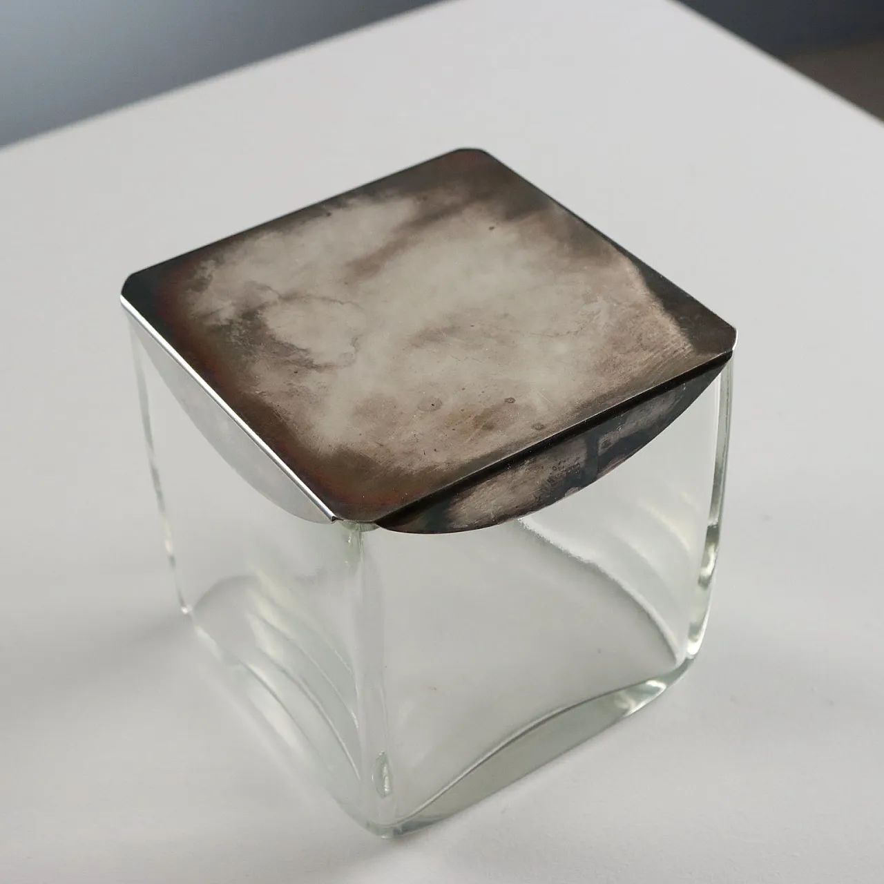 Sabattini Lino glass and metal box, 20th century 6