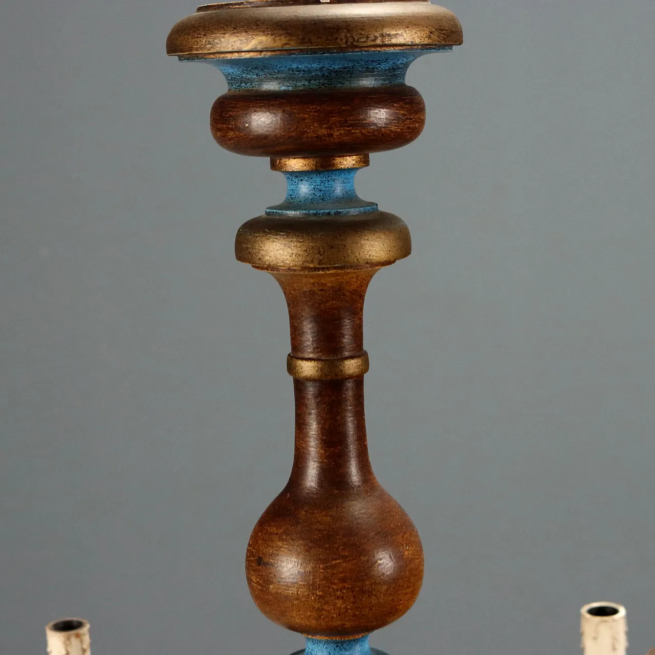 Painted wood chandelier, 20th century 4