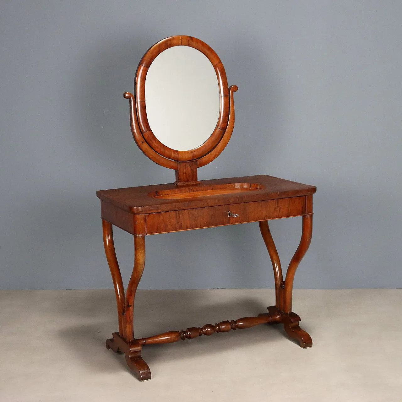 Louis Philippe toilet with walnut veneer, 19th century 1
