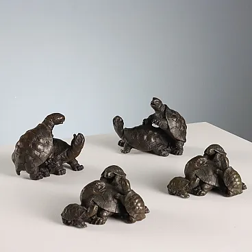 4 Bronze turtles sculptures, 20th century
