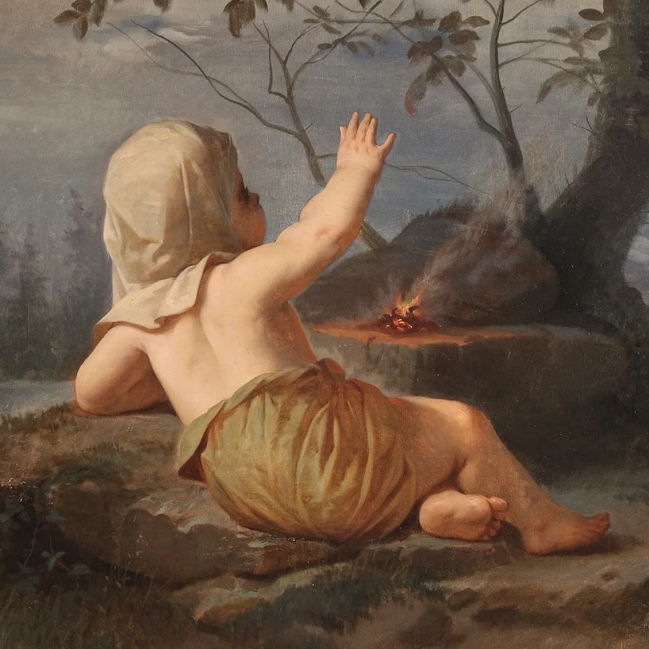 Winter, Italian oil painting, 19th century 4