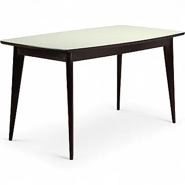 Table in wood and glass, mid-20th century