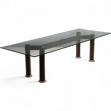 Table in metal and glass, 1980s