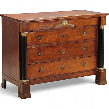 Empire chest of drawers in walnut, 19th century