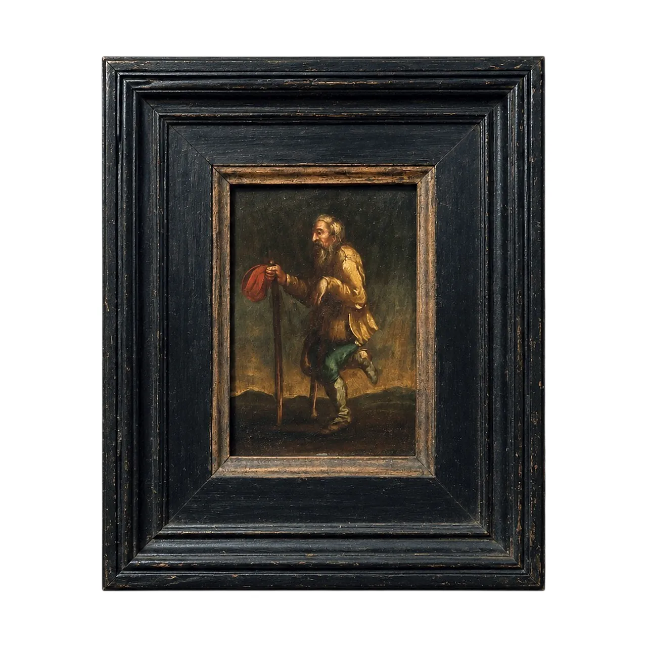 Mendicante con cappello rosso Scuola Francese, Olio su Tavola, '600 2
