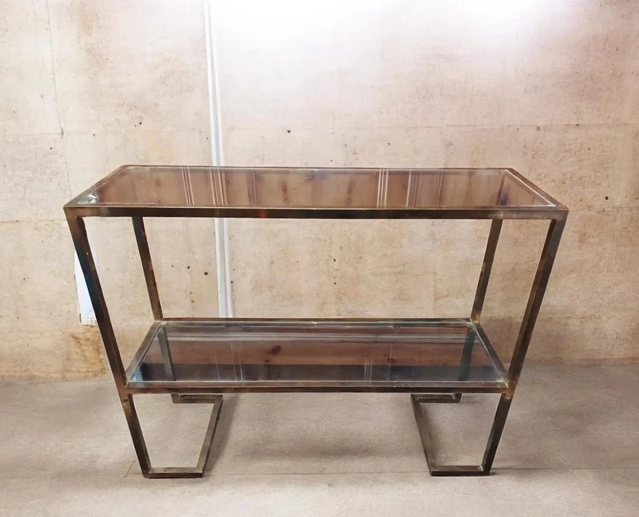 Consolle in ottone brunito, anni '70 1