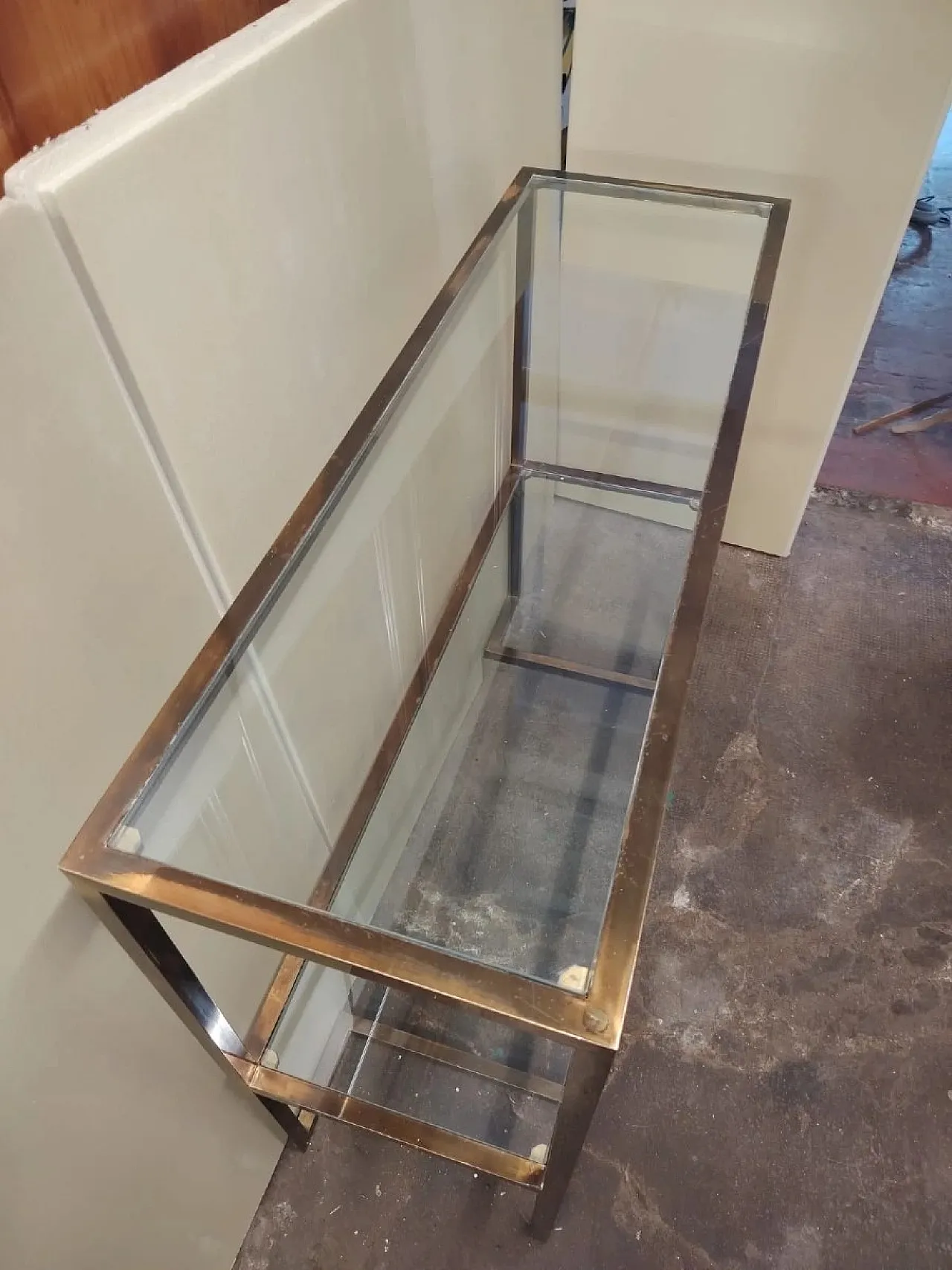 Consolle in ottone brunito, anni '70 2