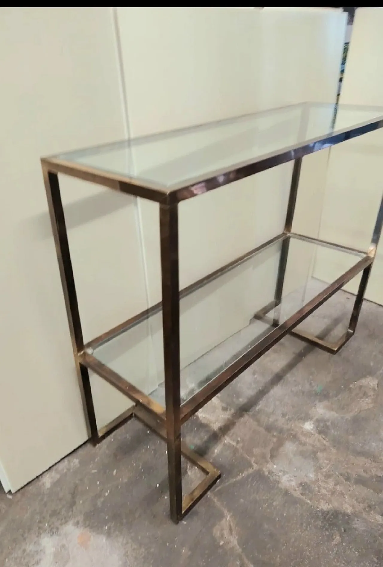 Consolle in ottone brunito, anni '70 4