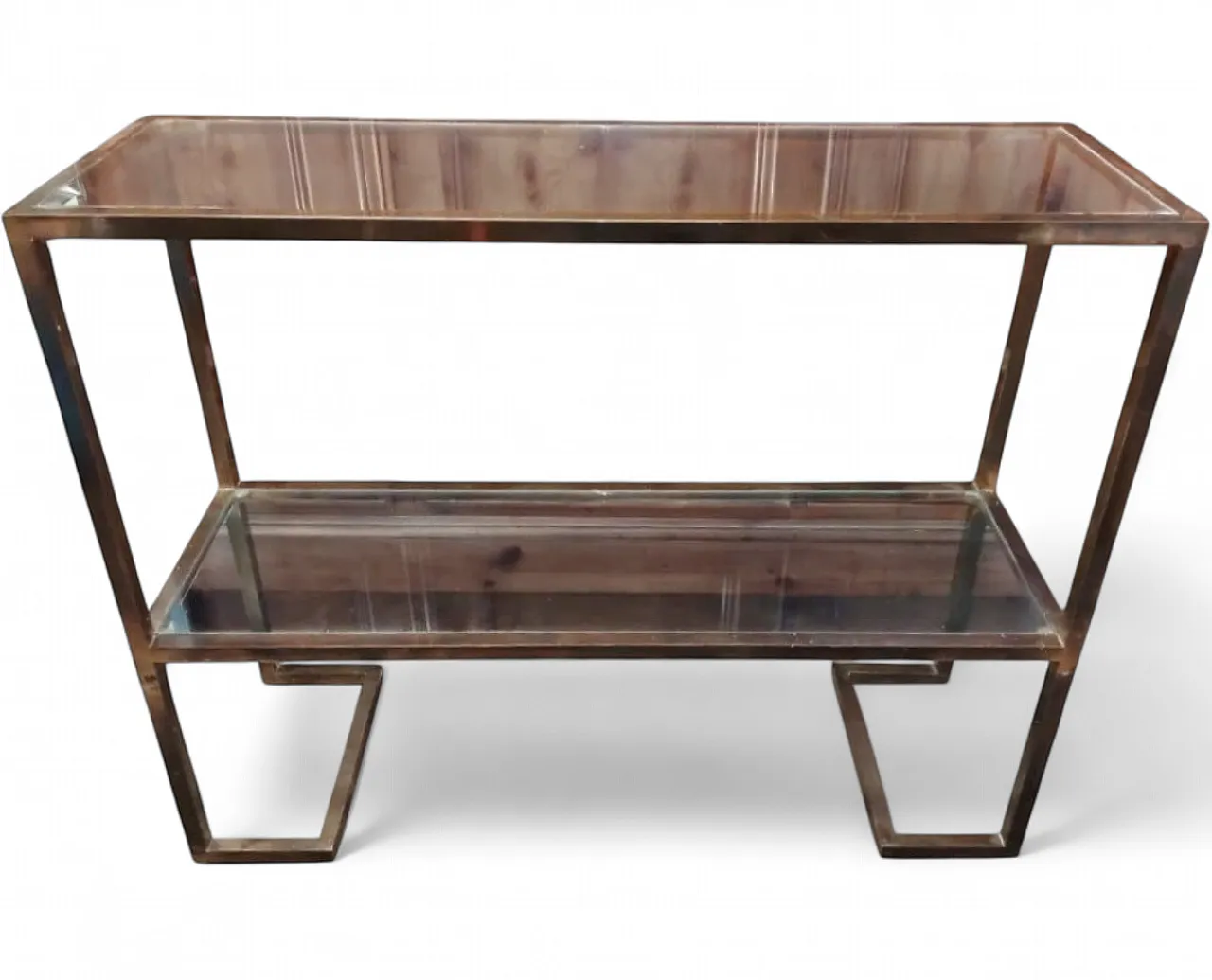 Consolle in ottone brunito, anni '70 12