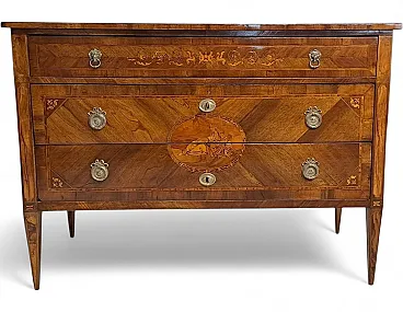 Three-drawer wooden dresser, 19th century