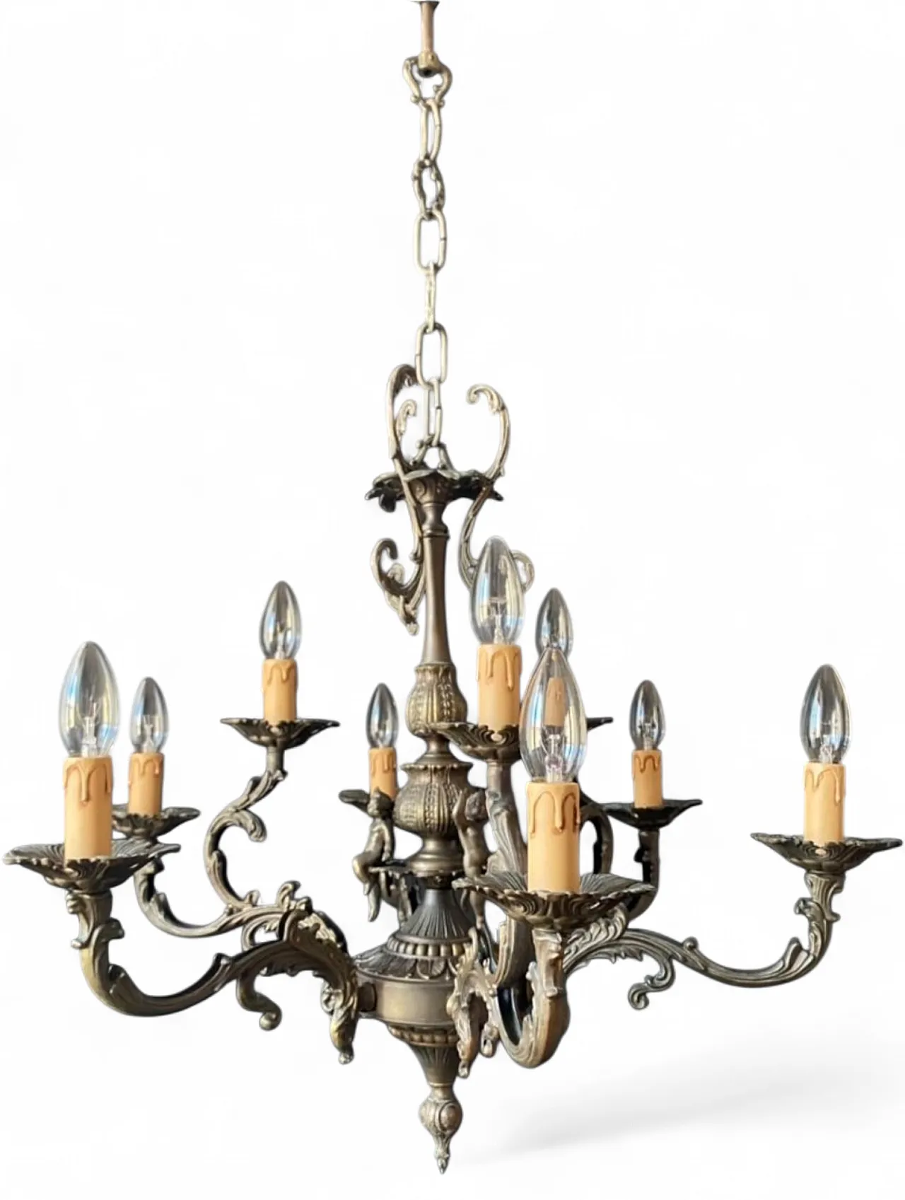 Lampadario in bronzo con Putti, anni '60 6