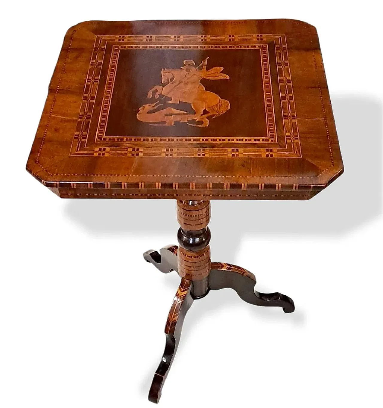 Square wooden coffee table with Rolo inlay, late 19th century 1