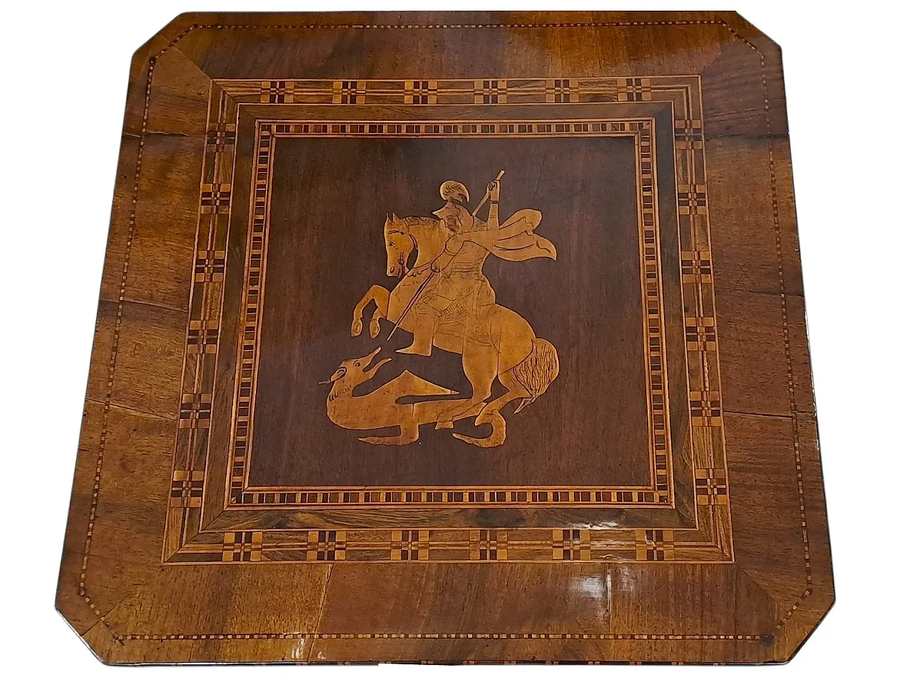 Square wooden coffee table with Rolo inlay, late 19th century 4