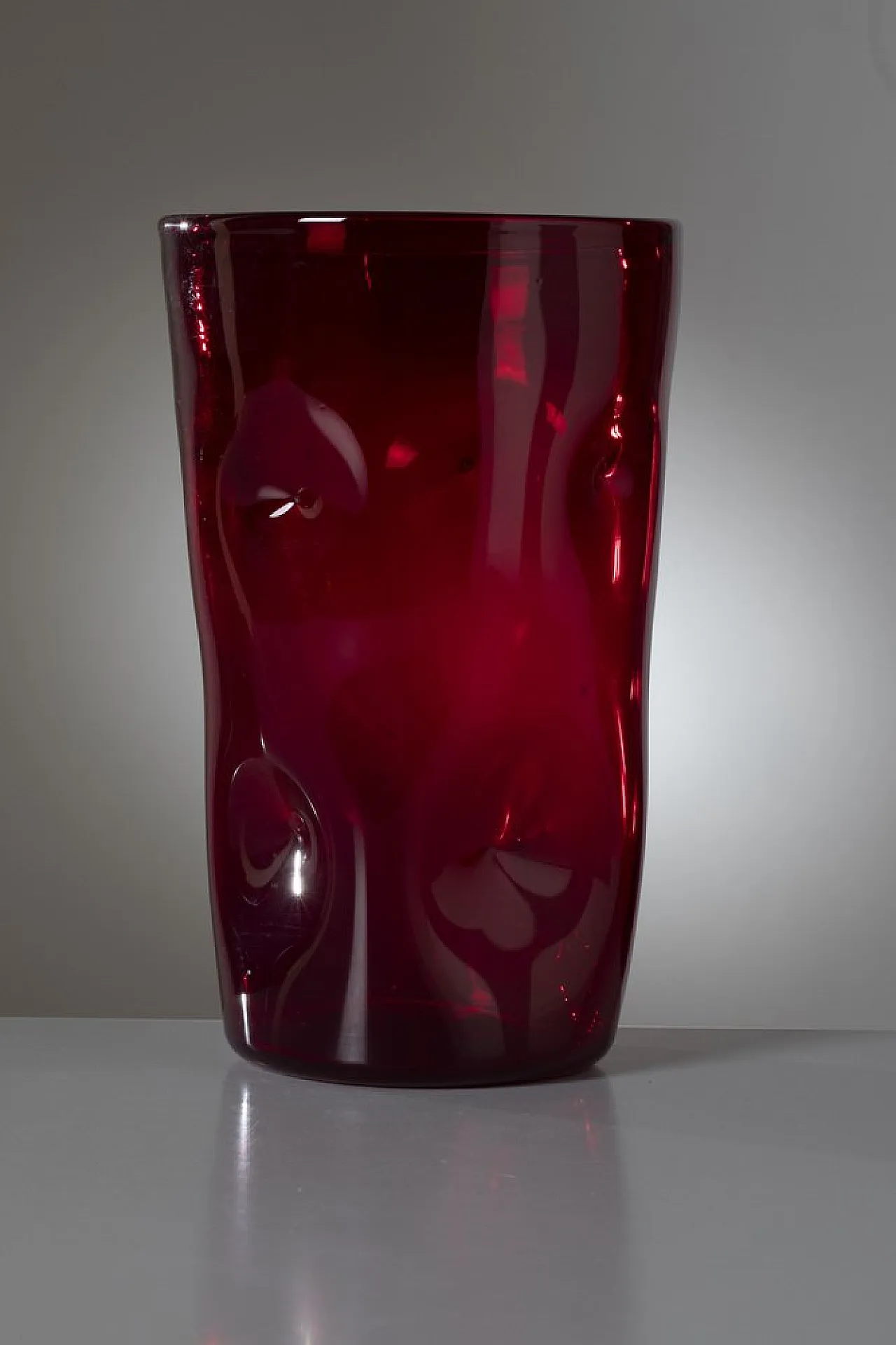 Empoli glass vase in ruby red, 1950s 1
