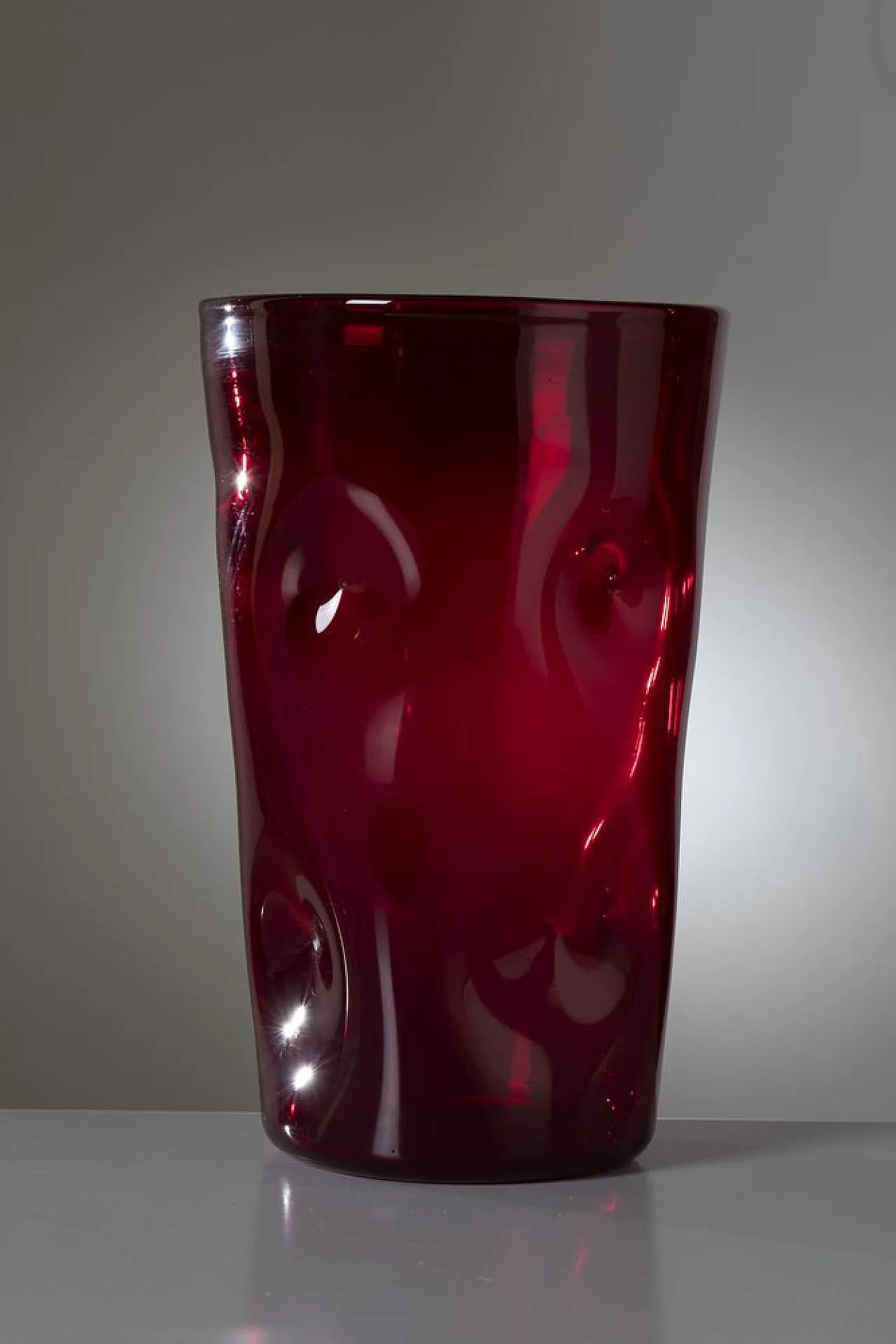 Empoli glass vase in ruby red, 1950s 3