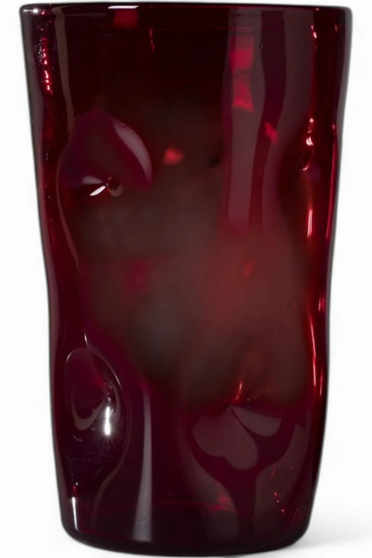 Empoli glass vase in ruby red, 1950s 10