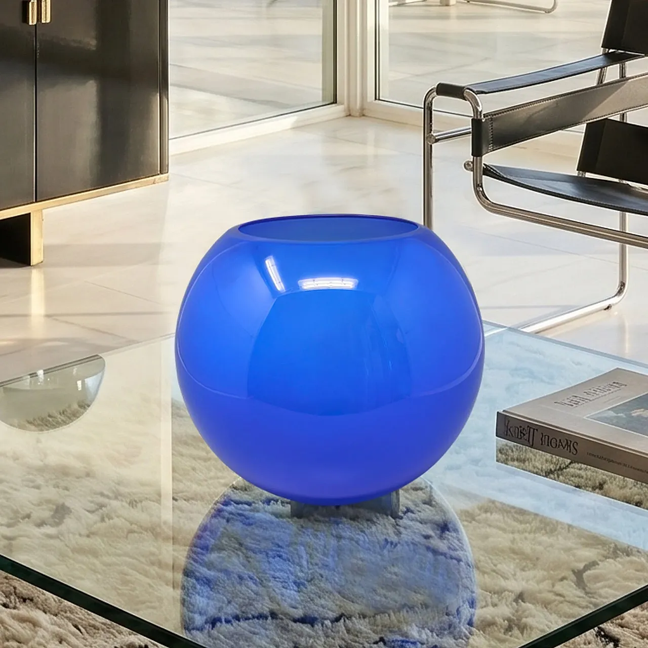 Mid-Century blue vase by Ind. Vetraria Valdarnese, 1970s 2