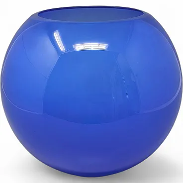 Mid-Century blue vase by Ind. Vetraria Valdarnese, 1970s