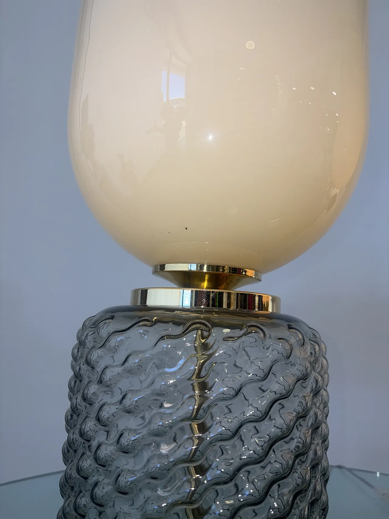 Coppia di lampade in vetro di Murano e ottone, anni '90 9