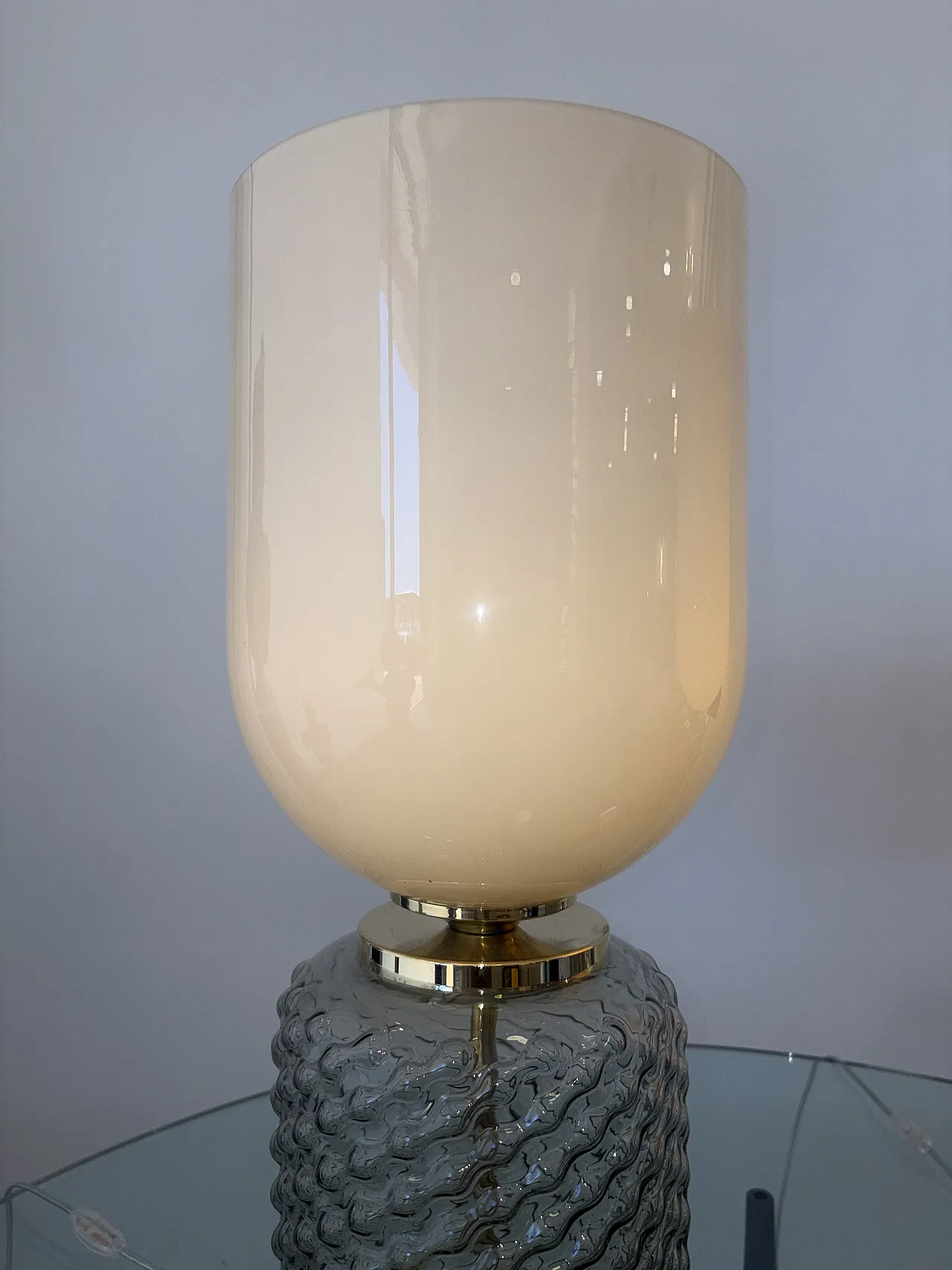 Coppia di lampade in vetro di Murano e ottone, anni '90 10