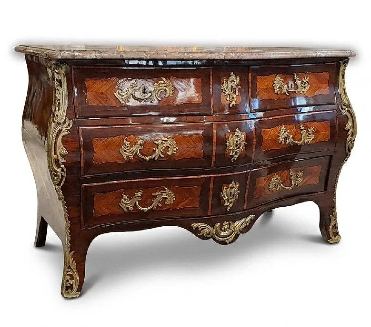 Laminated domed chest of drawers, early 18th century 2