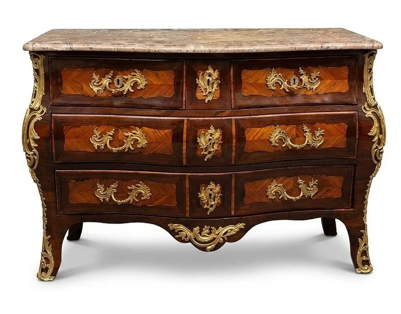 Laminated domed chest of drawers, early 18th century 3