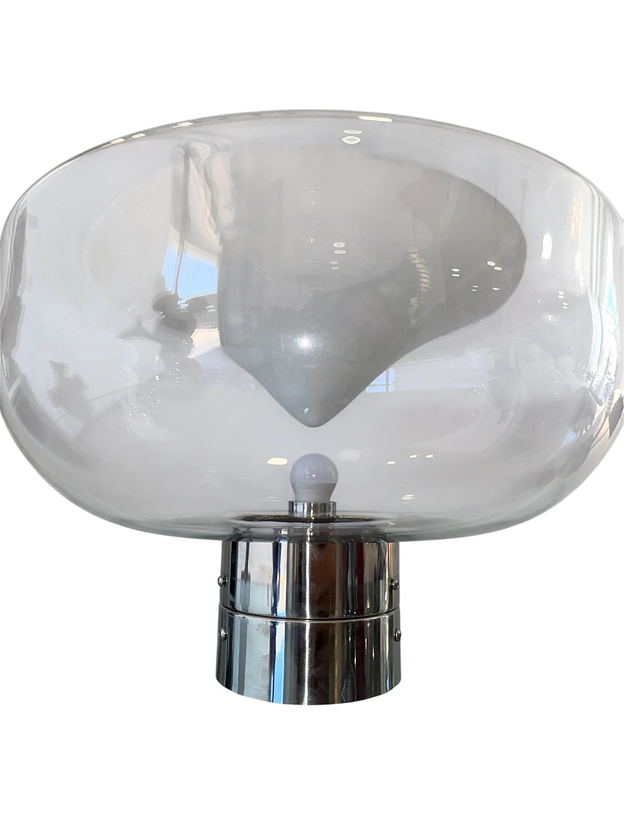 Leucos glass and chromed metal table lamp, 1970s 1